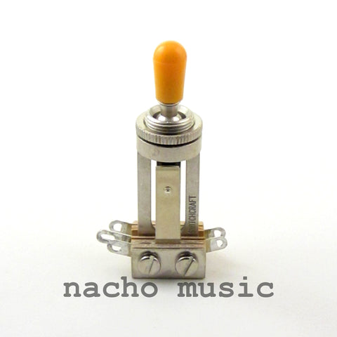 Switchcraft 3-Way Long Straight Toggle Switch w/ Amber Switchcraft Tip