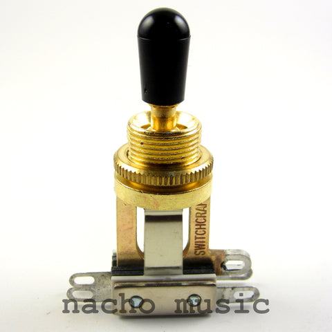(B-Stock) Switchcraft 3-Way Gold-Tone Short Toggle Switch w/ Black Switchcraft Tip